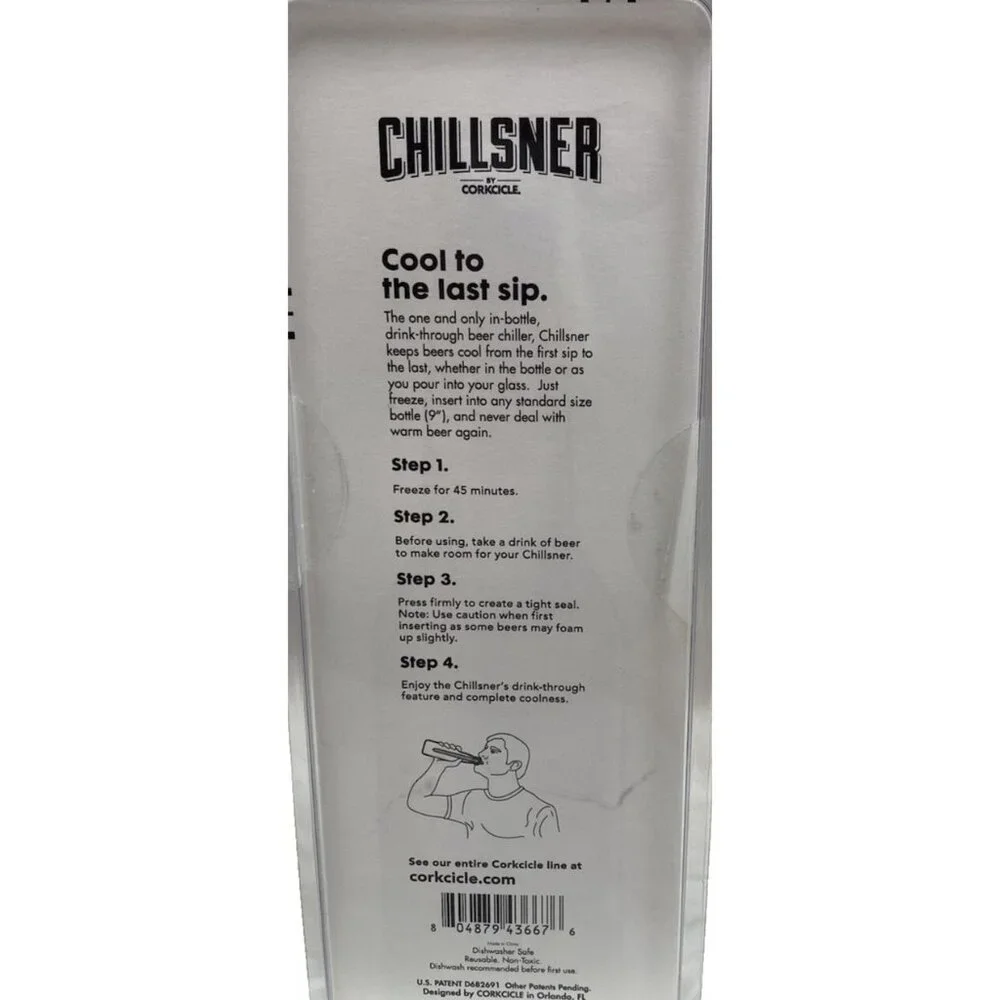 NEW Chillsner by Corkcicle Drink Thru Beer Chiller Reusable Non-Toxic